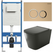 Унитаз с инсталляцией Grossman 97.4441BMS.01.310 с золотой клавишей смыва