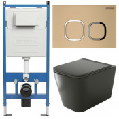 Унитаз с инсталляцией Grossman 97.4441BMS.02.310 с золотой клавишей смыва