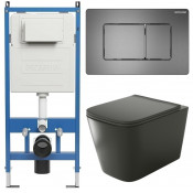 Унитаз с инсталляцией Grossman 97.4441BMS.04.42M с графитовой клавишей смыва