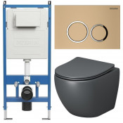 Унитаз с инсталляцией Grossman 97.4455GMS.01.310 с золотой клавишей смыва