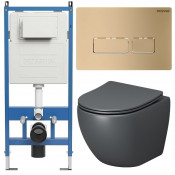 Унитаз с инсталляцией Grossman 97.4455GMS.03.310 с золотой клавишей смыва