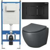Унитаз с инсталляцией Grossman 97.4455GMS.04.21M с черной клавишей смыва