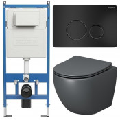 Унитаз с инсталляцией Grossman 97.4455GMS.05.21M с черной клавишей смыва