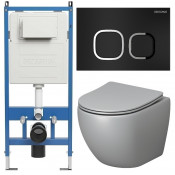 Унитаз с инсталляцией Grossman 97.4455GLMS.02.210 с черной клавишей смыва
