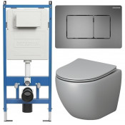 Унитаз с инсталляцией Grossman 97.4455GLMS.04.42M с графитовой клавишей смыва