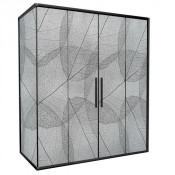 Душевой уголок AvaCan FB2 190-210 + SB80 MT 190-210x80 профиль черный/стекло матовое с рисунком