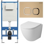 Унитаз с инсталляцией Grossman 97.4455MS.02.310 с золотой клавишей смыва