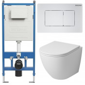 Унитаз с инсталляцией Grossman 97.4455MS.04.01M с белой клавишей смыва