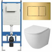 Унитаз с инсталляцией Grossman 97.4455MS.04.30M с золотой клавишей смыва