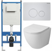 Унитаз с инсталляцией Grossman 97.4455SQ.05.01M с белой клавишей смыва