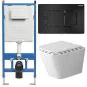 Унитаз с инсталляцией Grossman 97.4479SQ.04.21M с черной клавишей смыва