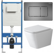 Унитаз с инсталляцией Grossman 97.4479SQ.04.42M с графитовой клавишей смыва