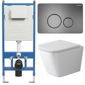 Унитаз с инсталляцией Grossman 97.4479SQ.05.42M с графитовой клавишей смыва