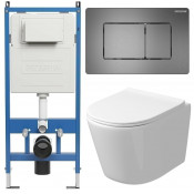 Унитаз с инсталляцией Grossman 97.4477SQ.04.42M с графитовой клавишей смыва