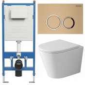 Унитаз с инсталляцией Grossman 97.4478SQ.01.310 с золотой клавишей смыва