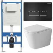 Унитаз с инсталляцией Grossman 97.4478SQ.03.210 с черной клавишей смыва