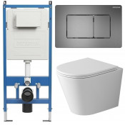 Унитаз с инсталляцией Grossman 97.4478SQ.04.42M с графитовой клавишей смыва
