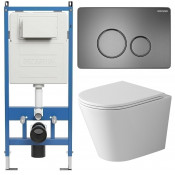 Унитаз с инсталляцией Grossman 97.4478SQ.05.42M с графитовой клавишей смыва