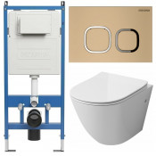 Унитаз с инсталляцией Grossman 97.4411S.02.310 с золотой клавишей смыва