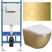 Унитаз с инсталляцией Grossman 97.4411GWLS.02.300 с золотой клавишей смыва