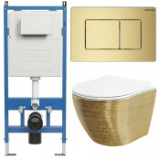 Унитаз с инсталляцией Grossman 97.4455GWS.04.32M с золотой клавишей смыва