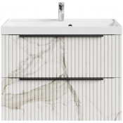 Тумба с раковиной Vod-ok Дольче 80 подвесная мрамор белый натур милк