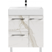 Тумба под раковину Vod-ok Мальта 70 R с ящиками мрамор белый натур милк