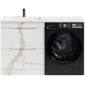 Тумба с раковиной Vod-ok Смайл 130 L мрамор белый натур милк