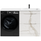 Тумба с раковиной Vod-ok Смайл 130 R мрамор белый натур милк