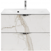 Тумба c раковиной Vod-ok Марко 75 хром/мрамор белый натур милк