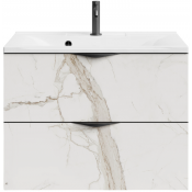 Тумба под раковину Vod-ok Марко 75 черный/мрамор белый натур милк