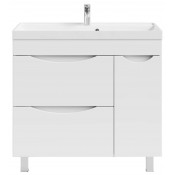 Тумба с раковиной Vod-ok Лайт 90 R белый глянец