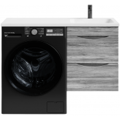 Тумба с раковиной Vod-ok Смайл 110 R подвесная лиственница структурная контрастно-серая