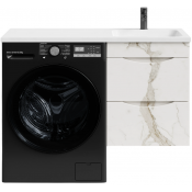 Тумба с раковиной Vod-ok Смайл 110 R подвесная, мрамор белый натур милк 2537