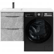 Тумба с раковиной Vod-ok Смайл 110 L подвесная, мрамор белый софт тач 4044-2