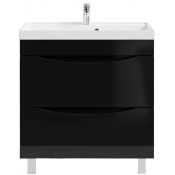 Тумба с раковиной Vod-ok Лайт 80 черный глянец