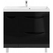 Тумба с раковиной Vod-ok Лайт 90 L черный глянец