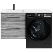 Тумба с раковиной Vod-ok Смайл 120 L подвесная, лиственница структурная контрастно-серая 64202