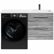 Тумба с раковиной Vod-ok Смайл 120 R подвесная, лиственница структурная контрастно-серая 64202