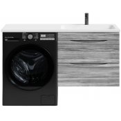 Тумба с раковиной Vod-ok Смайл 130 R подвесная, лиственница структурная контрастно-серая 64202