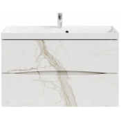 Тумба с раковиной Vod-ok Лайт 100 подвесная мрамор белый натур милк