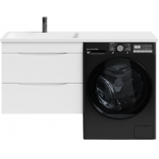 Тумба с раковиной Vod-ok Смайл 130 L подвесная белый глянец