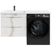 Тумба с раковиной Vod-ok Смайл 130 L подвесная, мрамор белый натур милк 2537