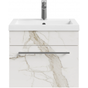 Тумба с раковиной Vod-ok Элис 50 мрамор белый натур милк