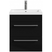 Тумба с раковиной Vod-ok Элис 50/2 ящика черный глянец
