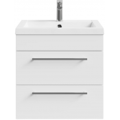 Тумба с раковиной Vod-ok Элис 58/2 ящика белый глянец