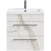 Тумба под раковину Vod-ok Элис 58/2 ящика, мрамор белый натур милк 2537