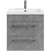 Тумба с раковиной Vod-ok Элис 58/2 ящика, мрамор серый софт тач 4044-1