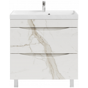 Тумба с раковиной Vod-ok Лайт 80 мрамор белый натур милк