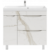 Тумба с раковиной Vod-ok Лайт 90 L мрамор белый натур милк
